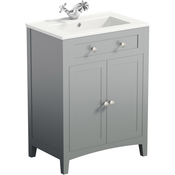 The Bath Co. Camberley satin grey vanity unit 600mm and mirror cabinet offer