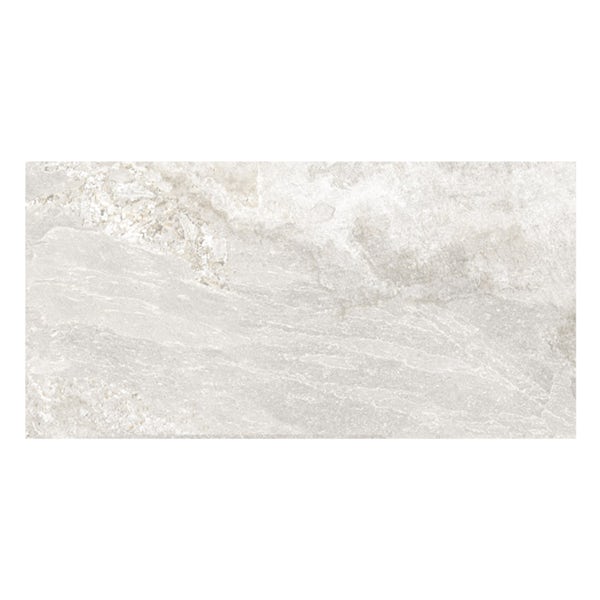 Ontario white stone effect matt wall and floor tile 308mm x 615mm