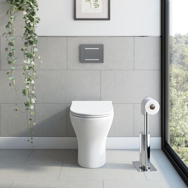 Orchard Derwent round rimless compact back to wall toilet with soft close slim seat