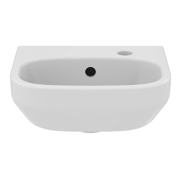 Ideal Standard i.life A 1 tap hole semi pedestal right hand basin 350mm