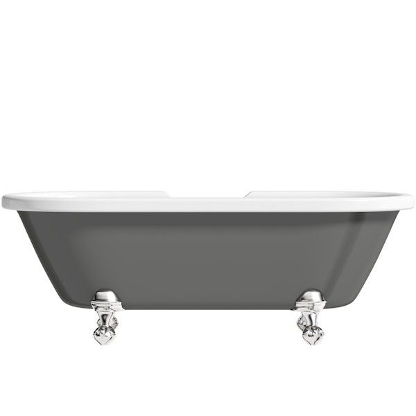 The Bath Co. Traditional grey double ended roll top bath with ball and claw feet 1700 x 750