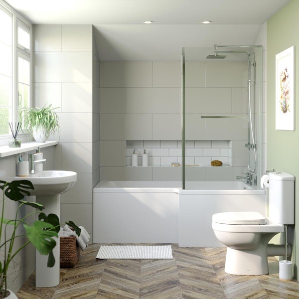 Orchard Eden bathroom suite with right handed L shaped shower bath 1700 x 850