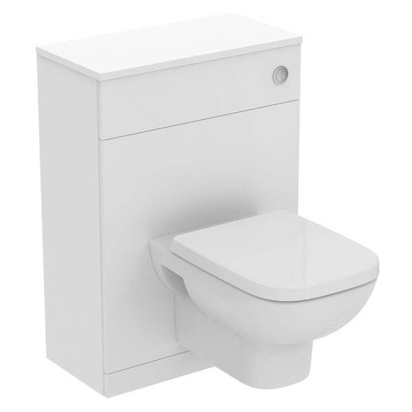 Ideal Standard i.life A matt white back to wall unit with rimless wall hung toilet and concealed cistern