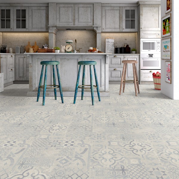 Faus Blue Tile moisture resistant click flooring 8mm