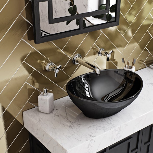 The Bath Co. Beaumont wall mounted basin mixer tap offer pack