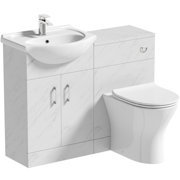 Orchard Lea marble furniture combination and Derwent round back to wall toilet with seat