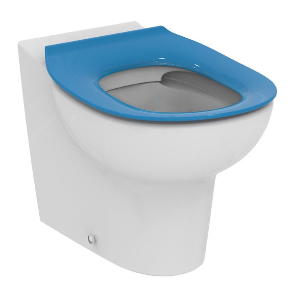 Armitage Shanks Contour 21 Splash back to wall school toilet, blue seat and cover
