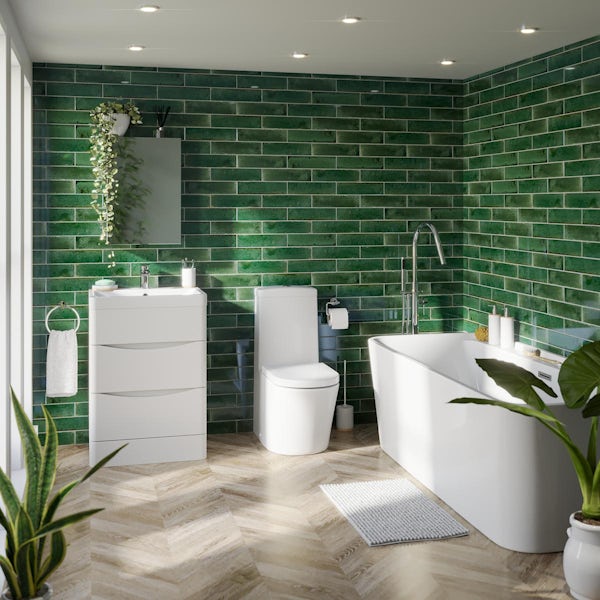 Calcolo Glory green gloss ceramic wall tile 75 x 300mm