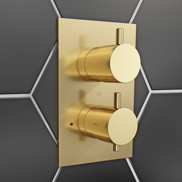 Mode Matrix thermostatic twin valve brushed gold shower set