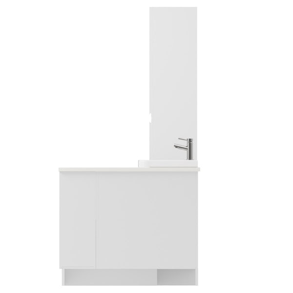 Reeves Wharfe white corner large storage fitted furniture pack with white worktop