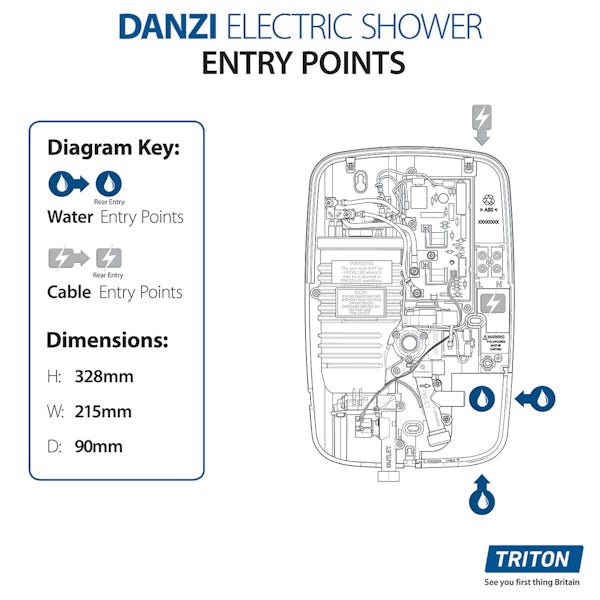Triton Danzi Duelec white electric shower