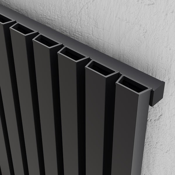 Vogue Hamilton vertical textured black aluminium radiator