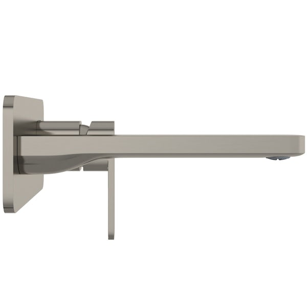 Mode Spencer square wall mounted brushed nickel basin mixer tap offer pack