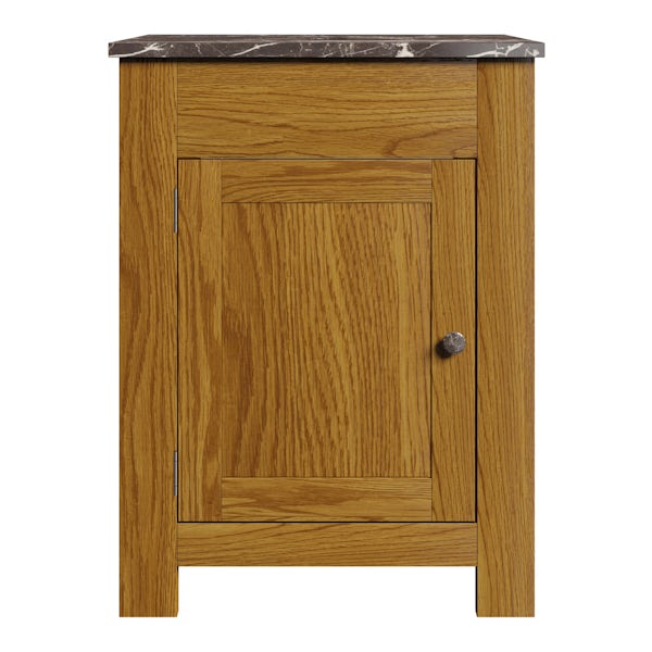 The Bath Co. Chester oak washstand with brown marble top 600mm