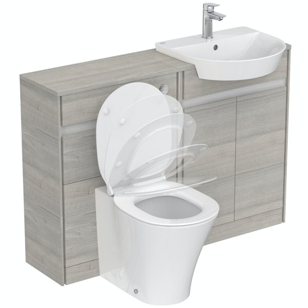 Ideal Standard Concept Air wood light grey 1200 combination unit with toilet and soft close seat