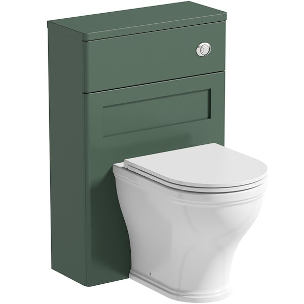 The Bath Co. Aylesford nordic green furniture suite with toilet and tap