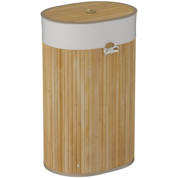 Natural bamboo oval laundry basket