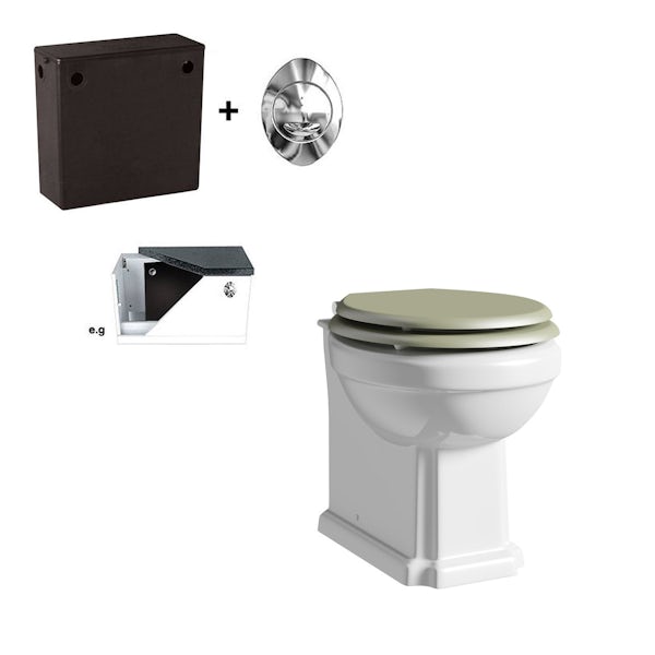 The Bath Co. Dulwich back to wall toilet with sage soft close seat and concealed cistern