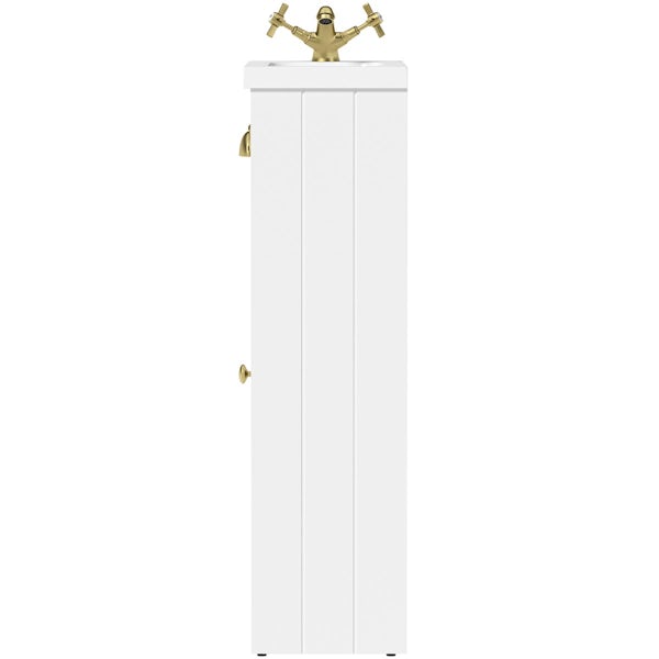 Orchard Dulwich matt white cloakroom floorstanding vanity and basin 460mm - brushed brass