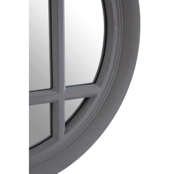 Grey flat wood wall mirror