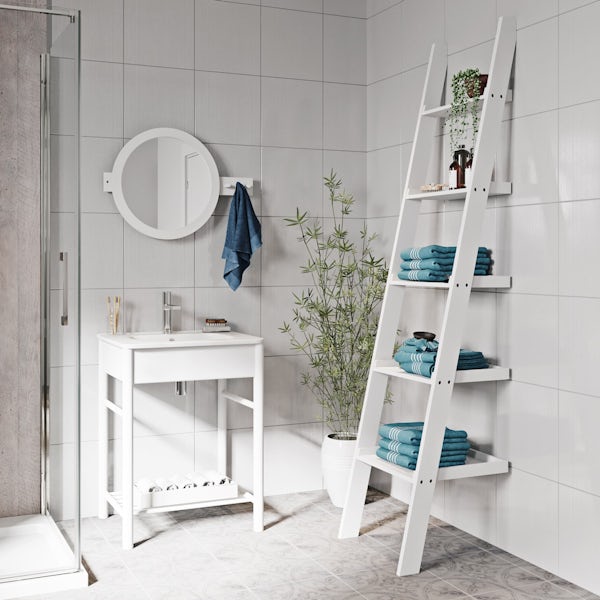 Mode South Bank white furniture package with ladder shelves