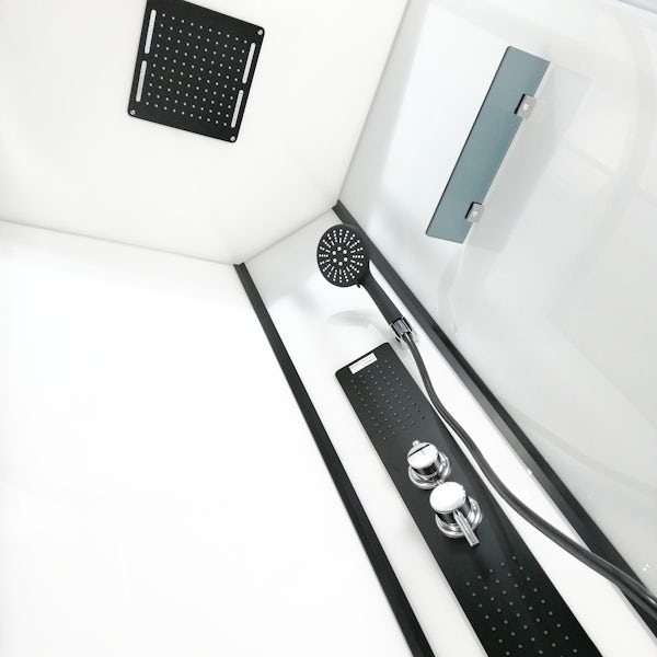 Insignia Monochrome black framed square hydro-massage shower cabin 900 x 900