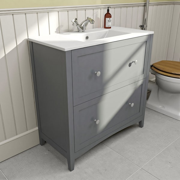 The Bath Co. Camberley satin grey vanity unit with basin 800mm