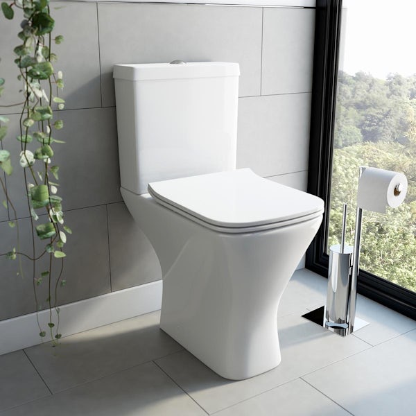 Orchard Derwent square comfort height close coupled toilet with slim soft close seat