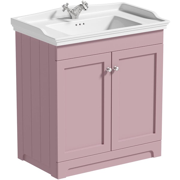 The Bath Co. Ascot pink floorstanding vanity unit and ceramic basin 800mm with tap