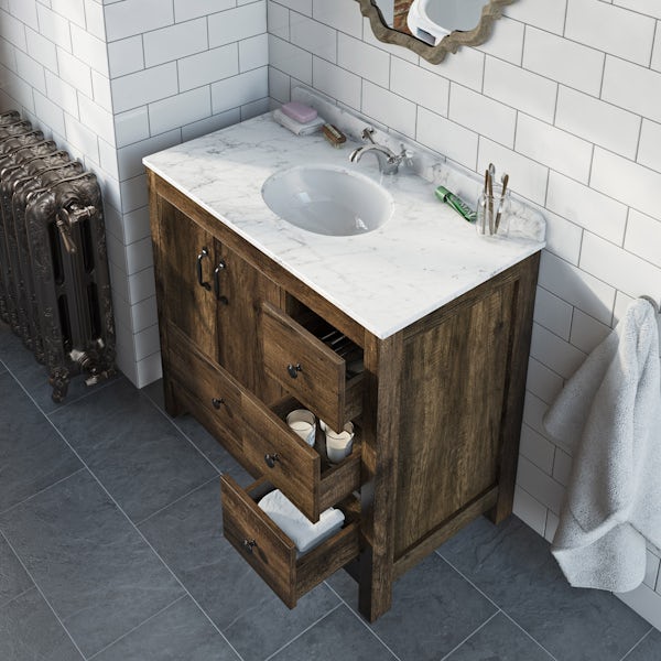 The Bath Co. Dalston floorstanding vanity unit and white marble basin 900mm with tap