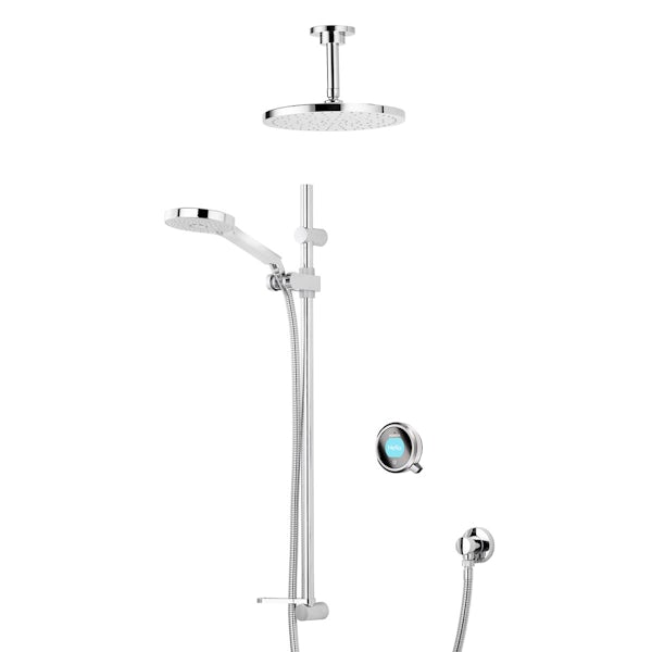 Aqualisa Q concealed digital shower pumped with slider rail and ceiling arm