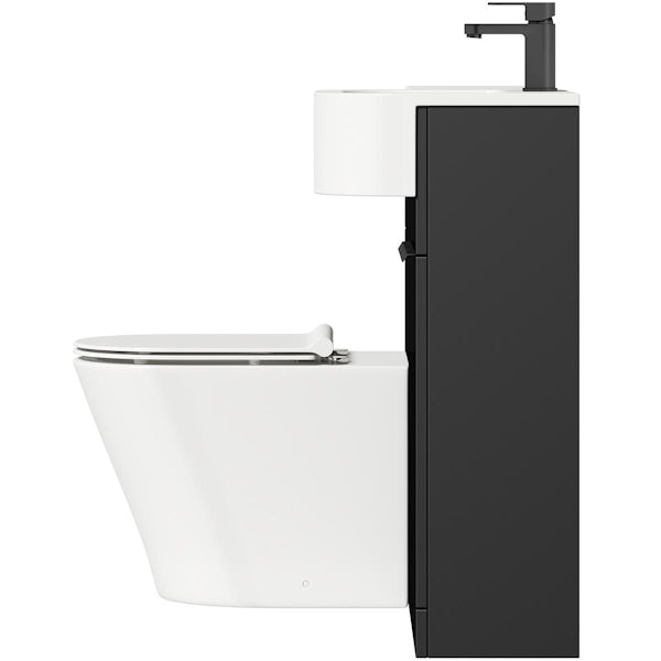 Mode Taw P shape matt black right handed combination unit with black handles and back to wall toilet