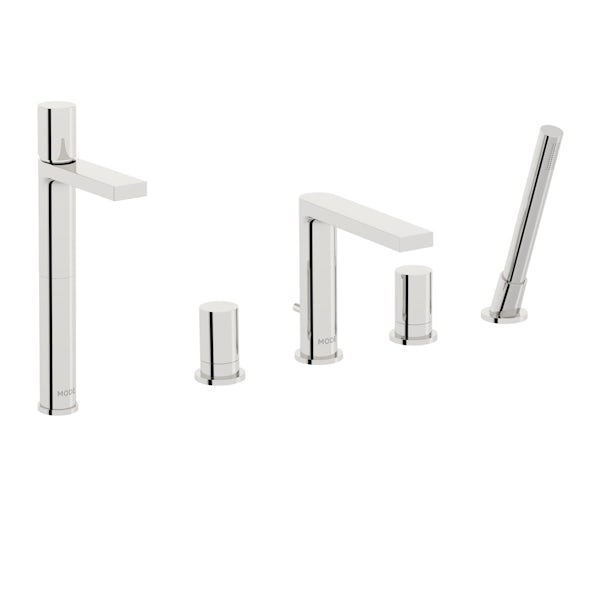 Mode Heath high rise basin and 4 hole bath shower mixer tap pack
