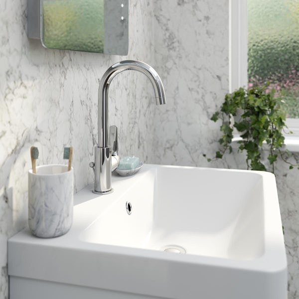 Grohe BauFlow high rise single lever basin tap with pop up waste