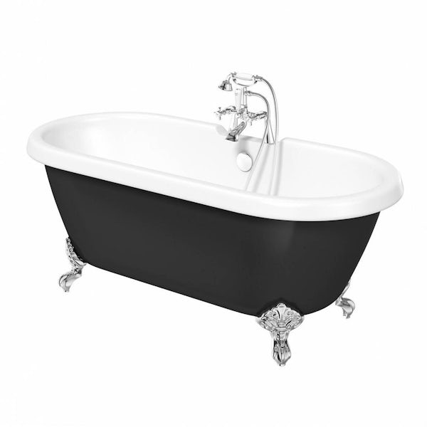 The Bath Co. Dulwich traditional double ended black roll top bath with ball feet