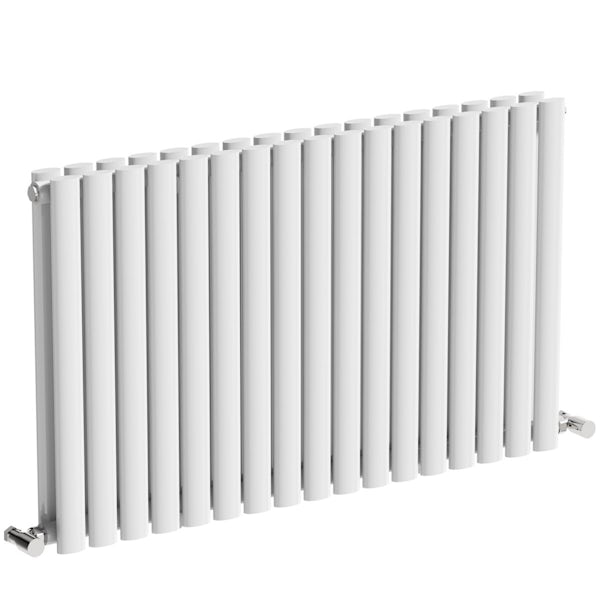 Mode Tate white double horizontal radiator 600 x 1000 with angled valves