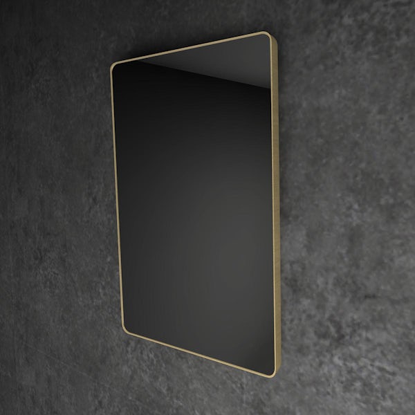 HiB Trim curved brushed brass mirror 500 x 700mm