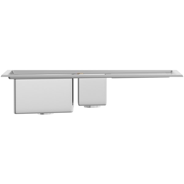 Tuscan Arezzo brushed steel 1.5 bowl right handed kitchen sink