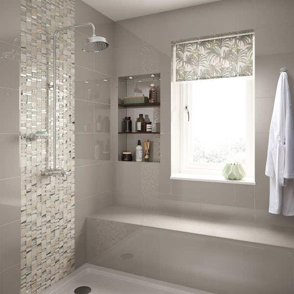 Cordova light grey flat gloss wall and floor tile 300mm x 600mm