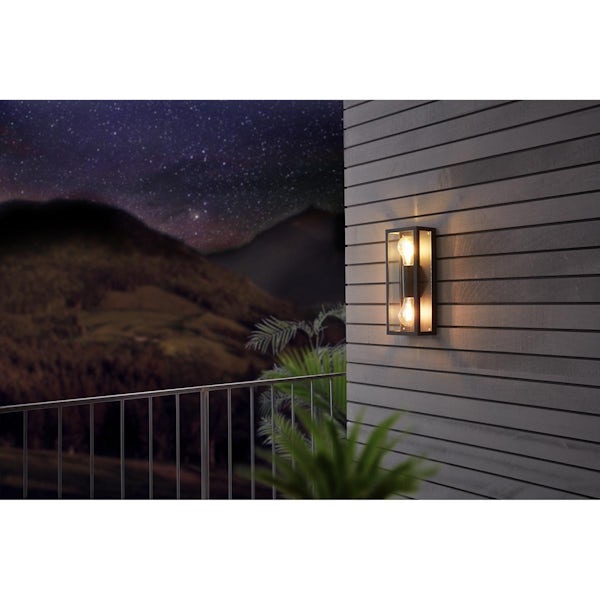 Eglo Alamonte outdoor wall light IP44 in black 2 light