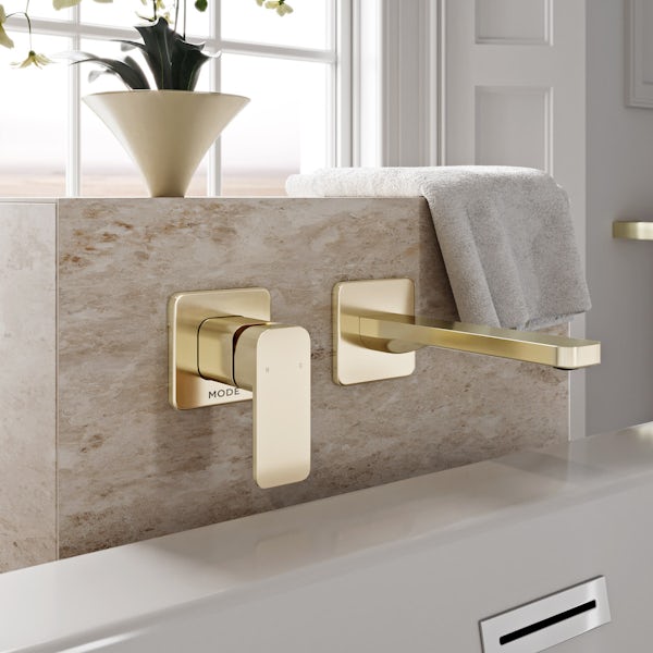 Mode Spencer square wall mounted gold bath mixer tap