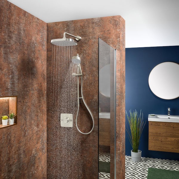 Mira Evoco brushed nickel dual thermostatic concealed mixer shower set