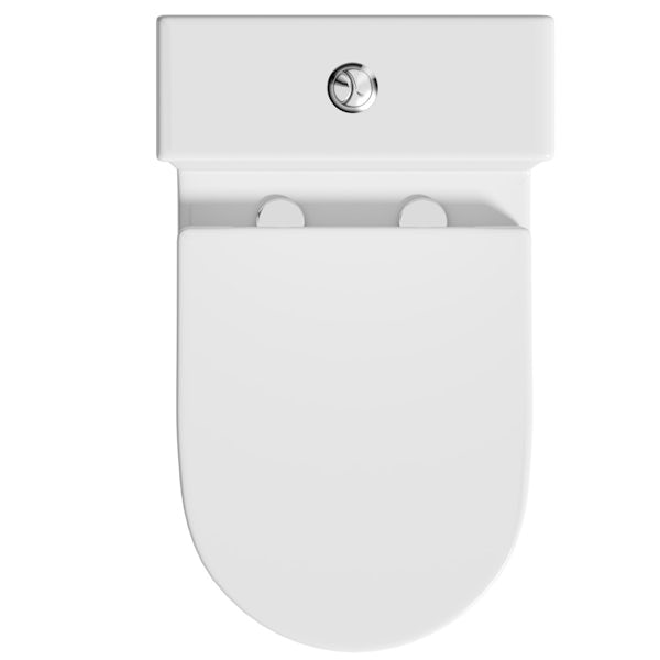 Orchard Derwent round rimless open back close coupled toilet with soft close seat