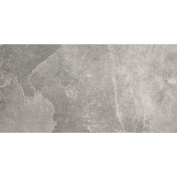 Fjord grey glazed porcelain wall and floor tiles 308mm x 615mm