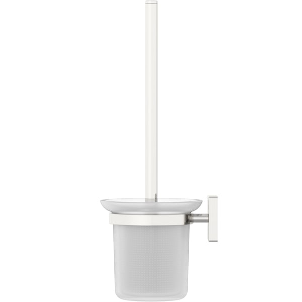 Accents square plate contemporary toilet brush and holder