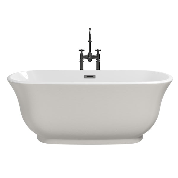 The Bath Co. Camberley pearl coloured traditional freestanding bath with tap pack