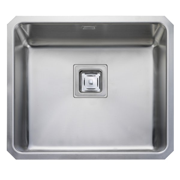 Rangemaster Atlantic Quad 1.0 bowl undermount kitchen sink with waste and Schon L spout tap