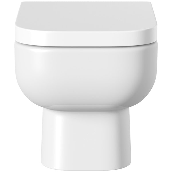 RAK Series 600 wall hung toilet with soft close seat and Grohe wall mounting frame