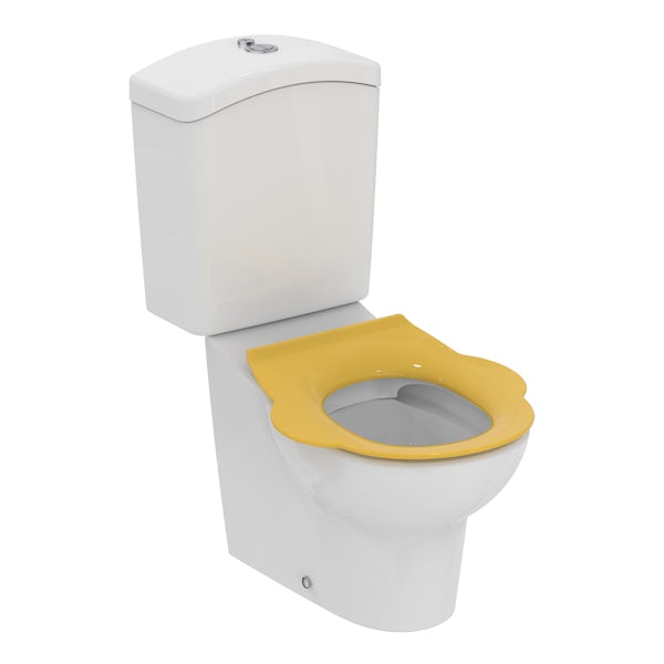 Armitage Shanks Contour 21 Splash close coupled school toilet with push button and yellow seat
