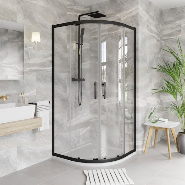 Orchard 6mm matt black 6mm quadrant shower enclosure | VictoriaPlum.com